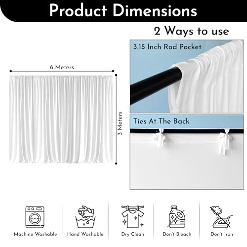 Rideau de fond infroissable en polyester extensible blanc 3x6 m