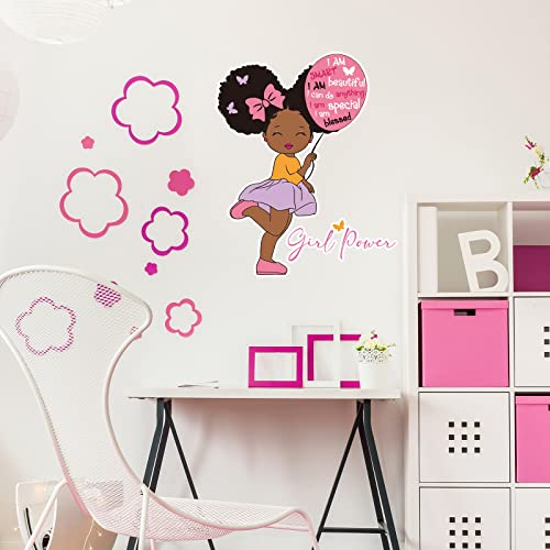 4 Pieces Black Girl Inspirational Quote Wall Decal Motivational Saying African American Sticker Positive Black Girl Stickers Little Girl Decals For Bedroom Girl Power Wall Decal For Nursery Decor #TOP4