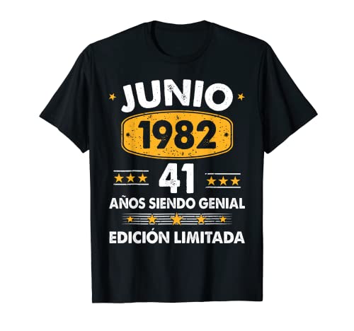 Hombre 41 Años Cumpleaños Regalo Hombre Junio 1982 Junio 41 Años Camiseta