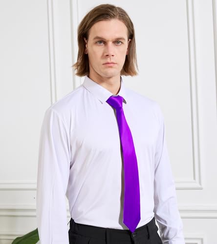 Image of KOOELLE Men's Ties Solid Pure Color Plain Neckties Formal Black Ties For Men