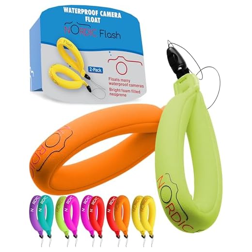 Nordic Flash Waterproof Camera Float (2-Pack) Floating Strap for Underwater GoPro, Panasonic Lumix, Nikon AW110, Canon D20 & D30, Fujifilm, Olympus Tough - Floats Your Device - Green & Orange