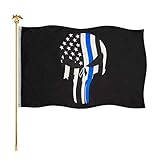 American Punisher Flag 3x5 Vivid Color Military Skull Blue US Flags Fade Resistant Banner with 2 Brass Grommet for Home Room Wall Outdoor/Indoor