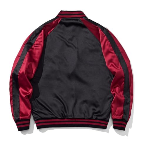 Reversible Dragon Embroidery Bomber Jacket Satin Full-Zip Streetwear Japanese Style Oversized Windbreaker Coat3
