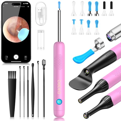 Image of BEBIRD R1 Wax Removal Tool for Ear - Spade Ear Canal Cleaner with Camera 1080P Earscope, Wax Remove Ear Picker with Vari Replacement Tips, Camera with 6LED Light, Pink