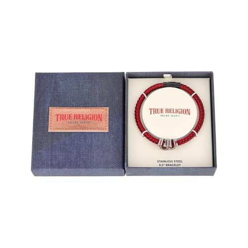 Pulsera True Religion rojos simulados piel 9 pulgadas acero miniatura 5
