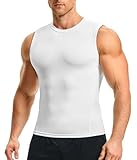 Nebility Compression Shirt Men Workout Tank Tops Sleeveless Compression Vest for Men Muscle Athletic Tank Top White, X-Large