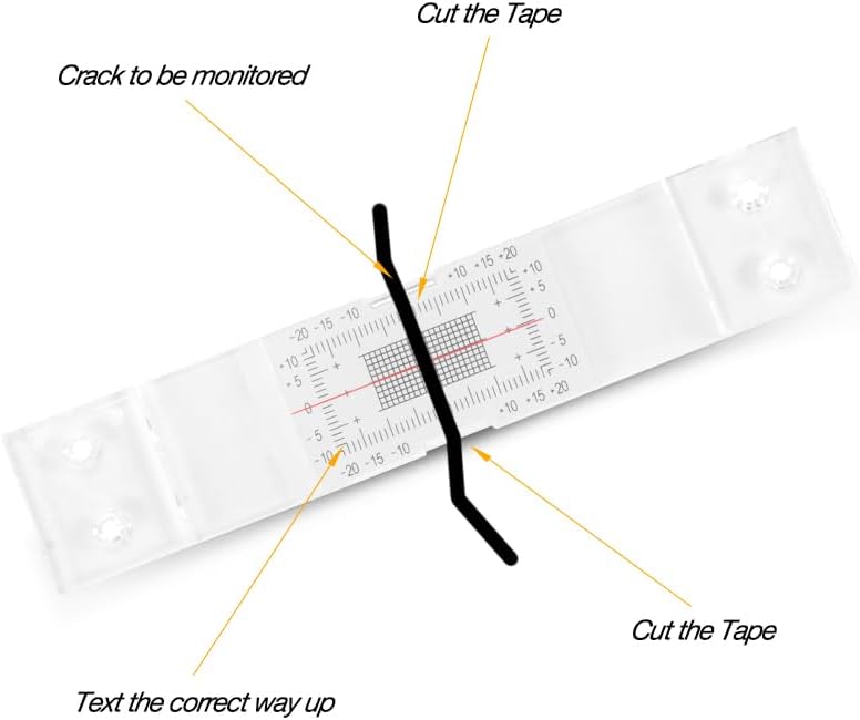 Standard Tell-Tale Crack Monitor, cover ±20 mm (±0.79") horizontally, ±10 mm (±0.38") vertically, Precision Measuring for Secure Spaces(1PCS)