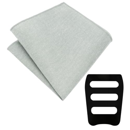 Image of LJBFNN Pocket Squares Handkerchiefs for Men Soft Cotton Mens Womens White Pocket Square with Holder for Suit Wedding Business