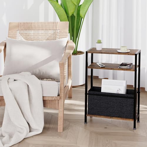 GGWEW Narrow Side Table, Skinny End Table with Drawer, Extra Slim Side Table with Storage for Small Spaces, Thin End Table for Living Room, Vintage Brown - Image 3