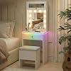 ARTETHYS Small Vanity Desk with Mirror and Lights White Small Makeup Vanity with Storage Chair Mini Makeup Table Set for Bedroom Compact Dressing Table with RGB Lights for Tiny Space