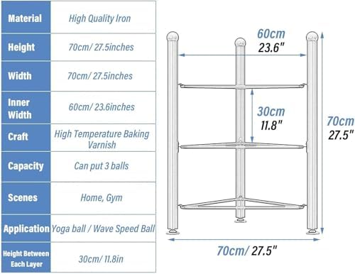 Adjustable Exercise Ball Display Rack for Home Gym - 0.7m, 1.1m, 1.6m, 1.9m Tall Storage Stand for Fitness Balls - Durable Floor Holder for Schools and Home Use