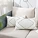Juego de 2 Fundas Cojines Boho, Fundas de Cojines Decorativos Geométrica Tejida Moderna para Sofa Camas Dormitorio Salón 30x50cm, Amarillo y Blanco (30x50cm, Negro)