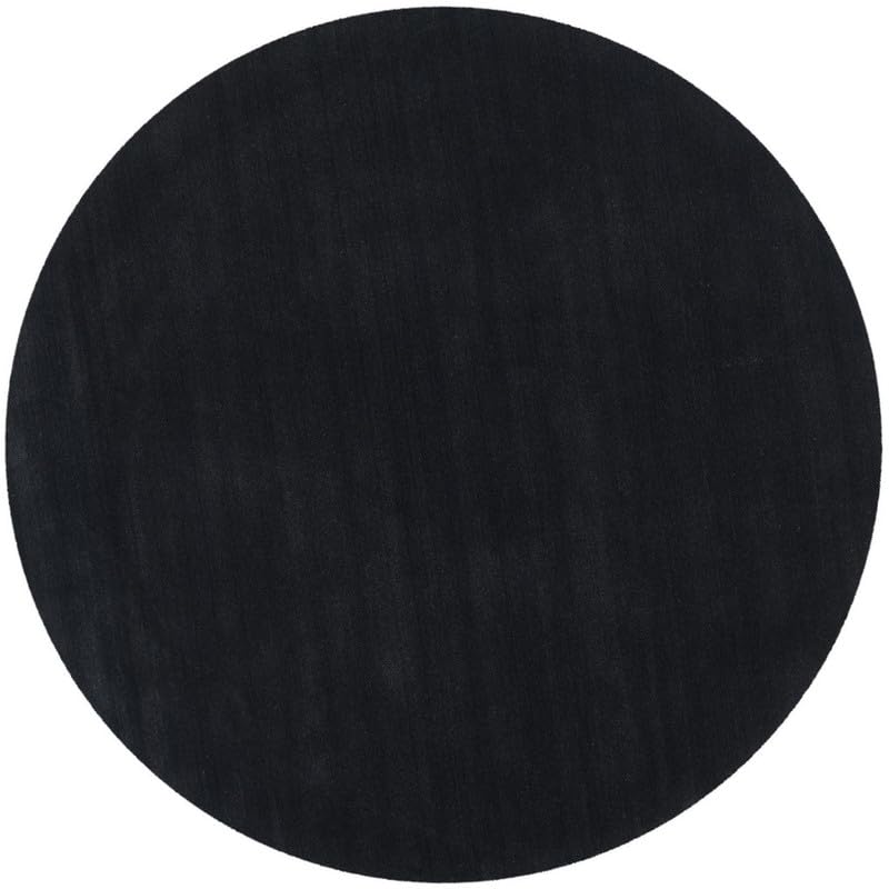Image of Handmade Pure Woollen Carpet Collection for Hall with 1.0 inch inch Thickness 7 X 7 Feet - Round Bleck