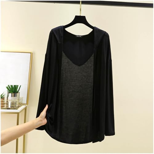 Women Casual Lightweight Open Front Cardigans Long Sleeve Cardigans Dusters Hooded Summer Solid Color Outfits3