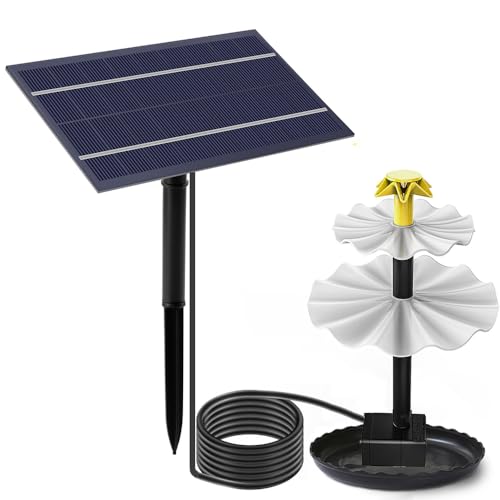 Riuulity Pompe de Fontaine Solaire 6 W avec Conception IP68, Options de Tension Polyvalentes de Débit D'eau à Trois Niveaux et 9 Têtes de Buse (BSV-SP004A)