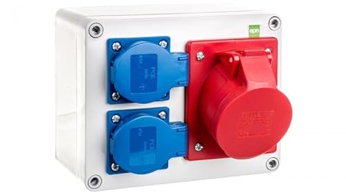 ELEKTRO-PLAST Répartiteur de courant de chantier - Répartiteur de courant PCE - Prise murale CEE - Certifié VDE (1 x 16 A et 2 x 230 V)