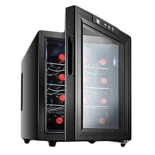 Design Mini Weinkühlschrank für bis zu 12 Flaschen, Seitliche Griffmulde Touch Panel LED-Display Single Temperaturzonen 10-18°C 4 Einschübe
