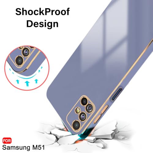 Image of TheGiftKart Luxurious Golden-Plated Back Cover Case for Samsung Galaxy M51 | Raised Lips for Camera & Screen Protection | Shockproof Design | Stylish Case for Samsung Galaxy M51 (TPU, Greyish Blue)