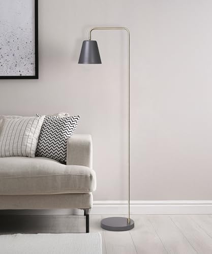 Image of HarvestLand Steady Floor Lamp, Reading Lamp for Living Room, Grey Brass | 345 Shade adjustable Reading Floor Lamp for overchair, Bedroom Lamp, home decor