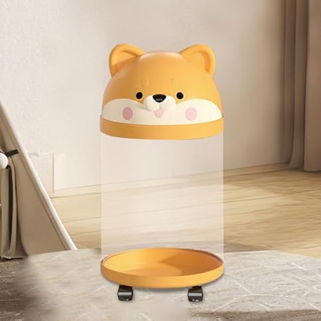 Stuffed Animal Storage Toy Organizer, with/without Wheels, Clear Doll Bucket, Storage Tube with 360¡ã Rotation Wheels, Large Doll Storages Tube for Room Living Room Bedroom (Orange_b)