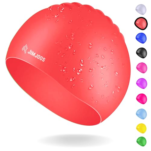 JIMJOOS Kids Swimming Cap 3-14 Years, Silicone Swim Cap for Boys & Girls, Anti-Slip, Stretchable, Waterproof Swimming Hat