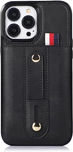 Étui portefeuille iPhone 14 cuir fente carte protection noire