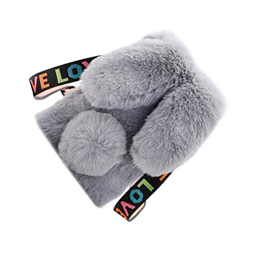 LUOEM Crossbody tas konijn ontwerp pluche schoudertas Messenger mini etui voor dames meisjes (grijs) - Image 3