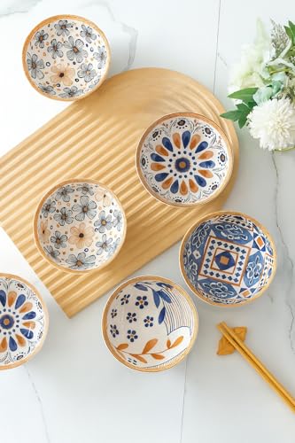 Image of YELONA Ceramic Snack Bowls - Set of 4 (300 ml Each)| Microwave & Dishwasher Safe | Premium Dinner Bowl Set for Snacks, Rice, Dessert & Kitchen Use (Multicolour)
