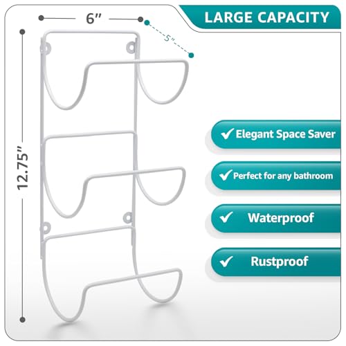 Sorbus Towel Racks for Bathroom, Wall Mounted (4 Pack 12 Towels, White) - image 2
