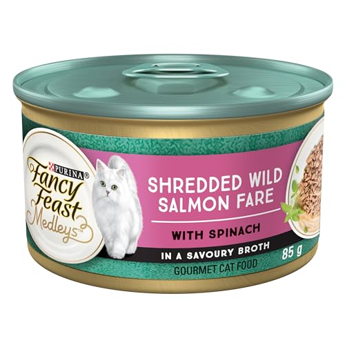 Fancy Feast Medleys Wet Cat Food, Shredded Wild Salmon Fare – 85 g Can (24 Pack)