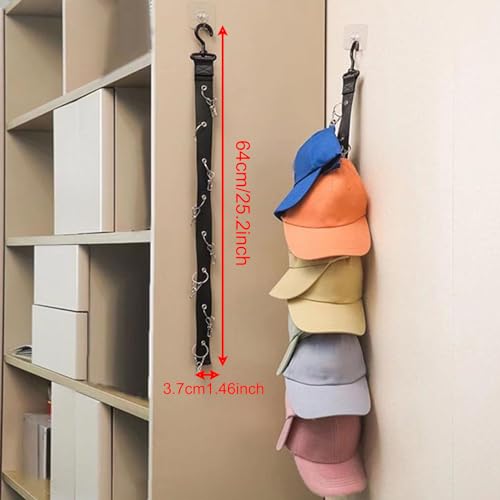 KASESSS 2 Stück Cap Halter, Praktisch Cap Halterung Wand, Kappenhalter mit 16 Clips, Cap Organizer mit 2 Haken Selbstklebend, Aufhängen Cap Aufbewahrung, Cap Holder für Baskenmütze, Basecap, Sonnenhut