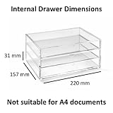 OSCO Transparent Acrylic 3-Drawer Storage Chest for Cosmetics, Jewellery & Stationery, Transparent Desktop Organiser with Non-Slip Feet, A5 Size, Clear - Image 11