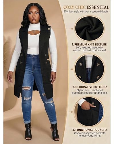 Image of Women's Casual Sleeveless Long Sweater Vest Open Front Cardigan Waistcoat