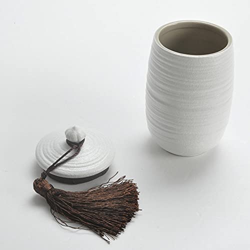 Decentgadget Ceramic Airtight Canister Cookie Jar Kitchen Storage Candy Container For Spices Tea Coffee Cookie Nuts Cereal Knot (White) #TOP2