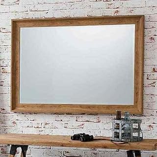 DEENZ Large Stylish wooden Style walnut brown Wall Mirror Bevelled 60x90cm curve frame