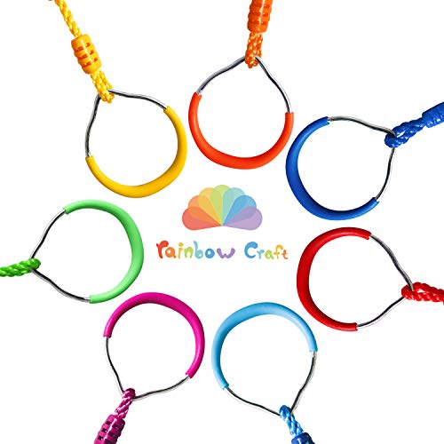 image for Rainbow Craft 7-Pack Colorful Ninja Rings - Gymnastic Ring, Swing Bar 