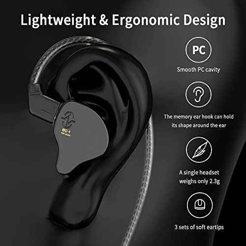 Yinyoo CCZ Melody in-Ear Wired Earphones Headphones Wired Earbuds Without Microphone IEM HiFi Bass with 1DD 1BA, Ear fins, 4N OFC Cable for Musicians, Singer, on Stage, Studio(Clear no mic)