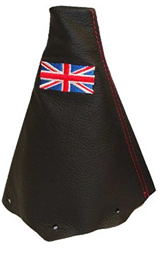 The Tuning-Shop Ltd for Mini Cooper R53 S-One 2001-2006 Manual Shift Boot Black Leather British Flag Embroidery Edition