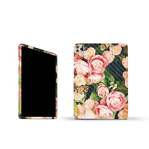 Image of MightySkins Carbon Fiber Skin Compatible with Apple iPad Pro 11 inch M2 4th Gen (2022) Full Wrap Kit - Faded Roses | Protective, Durable Textured Carbon Fiber Finish | Easy to Apply | Made in The USA