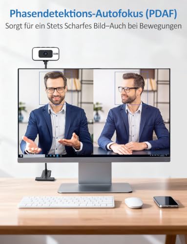 Danyesth Webcam 4K, Phasendetektions-Autofokus PC Kamera mit Mikrofon – Ansicht 3