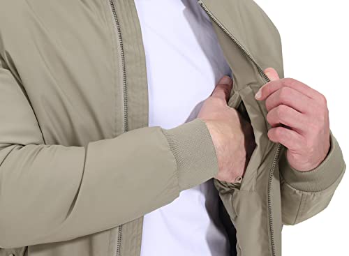 Tbmpoy Men's Winter Qulited Bomber Jackets Windproof Varsity Windbreaker For Golf Business Outdoor Casual Fashion Coat Khaki Xs #TOP3