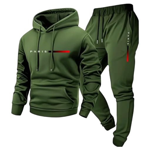 Jogging Homme Ensemble 2 Pièces Tracksuit Set Chaud Sportanzug Respirant Trainingsanzug Freizeit Hausanzug Dense avec Fourré Hoodie à Impression Paris et...