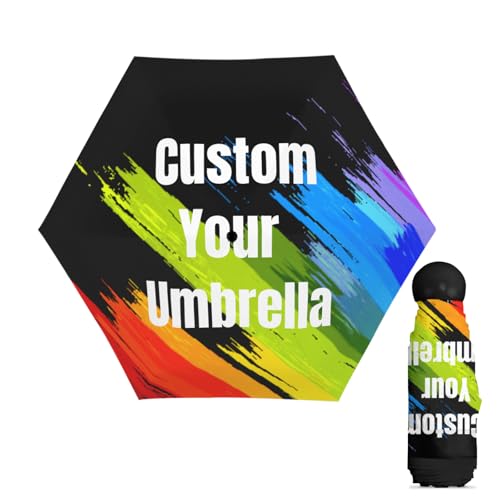 Parapluie personnalisé pliable à revêtement noir 5 plis compact pour adulte