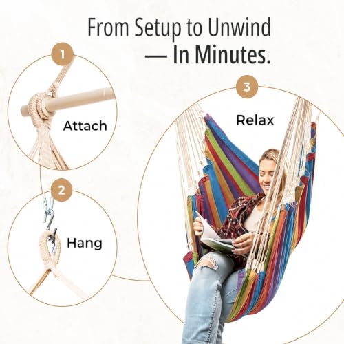 Image of Hanging Hammock Chair Swing - Outdoor & Indoor - Hammock Swing Chair