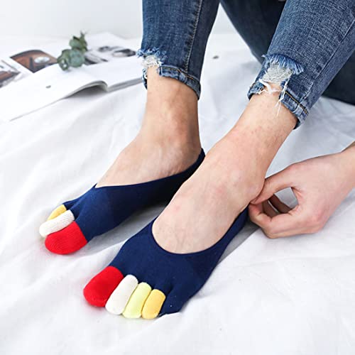 Mens No Show Toe Socks Low Cut Five Finger Cotton Socks Invisible Liner Ankle Socks, 5 Pairs2