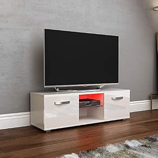 Vida Designs Cosmo TV Unit 2 Door Modern Gloss Matte MDF Living Room Cabinet Media Stand Furntiure White 140cm