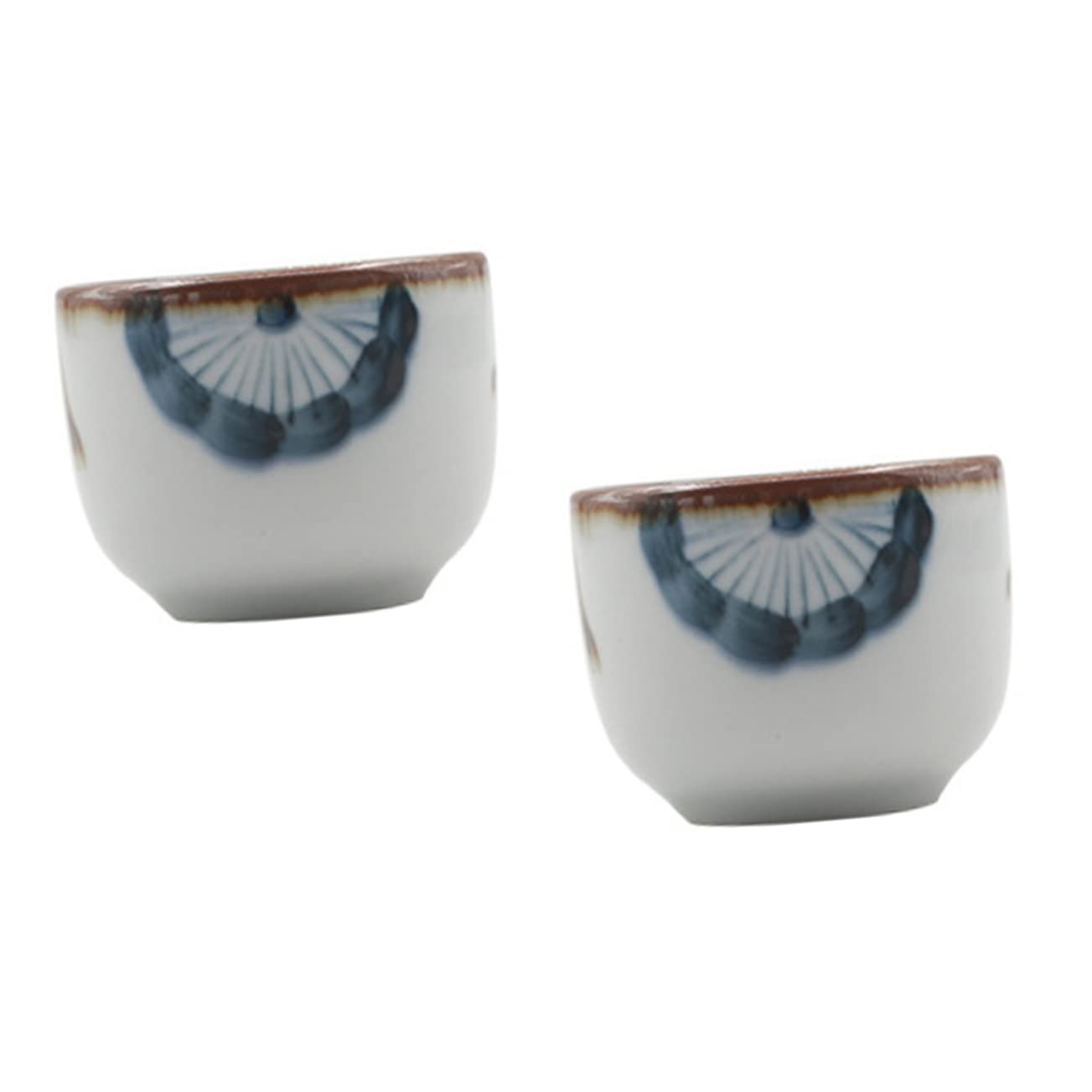 AUTSUPPL 2Pcs Japanese Style Hand Painted Floral Sake Cups Elegant Glazed Ceramics for Tea Sake Spirits Dishwasher Microwave Safe for Entertaining Home Decor