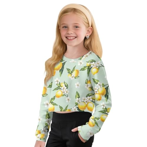 Girls Long Sleeve Shirts Kids Crop Tops Cute Sweatshirt Pullover Tops Crewneck Spring Fall Shirts Size 5-142