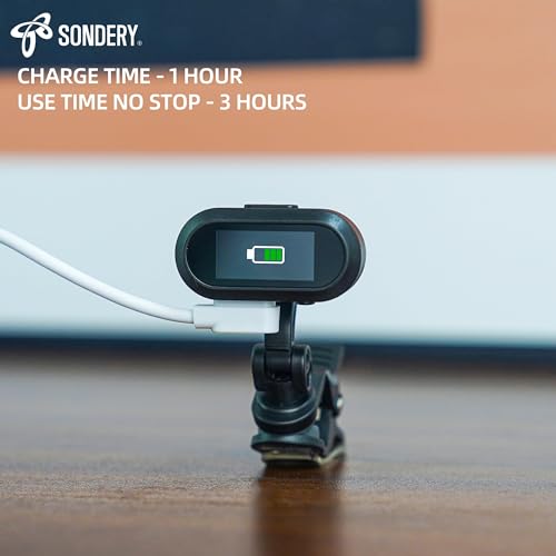 sondery guitar ukulele tuner clip on rechargeable easy to read simple tft screen extremely fast and accurate tuning headstock chromatic tuner pitch 410-460hz perfect for any lighting