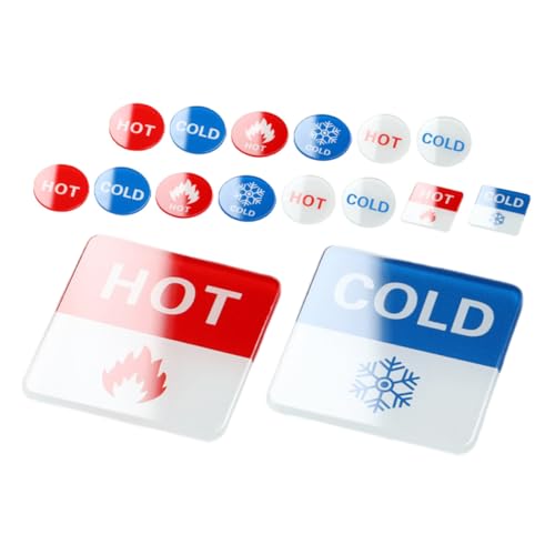 OKUMEYR 16個 アクリル製冷温水インジケーターサイン 水り用自己接着ラベル ホテル浴室キッチン蛇口用温冷識別ステッカー簡単貼付耐久性